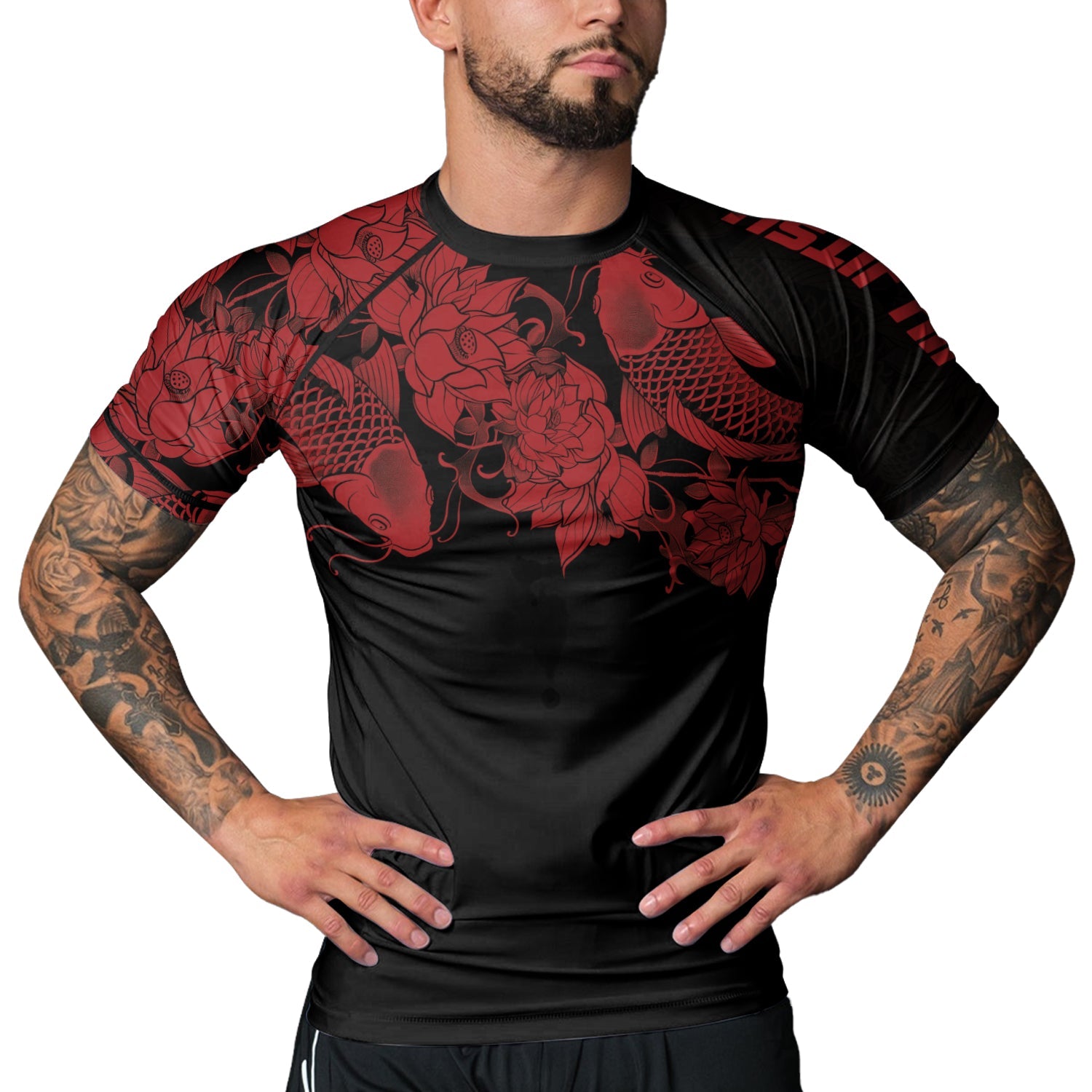 Rashninja Samurai Koi Harmony Men's Short Sleeve Rash Guard