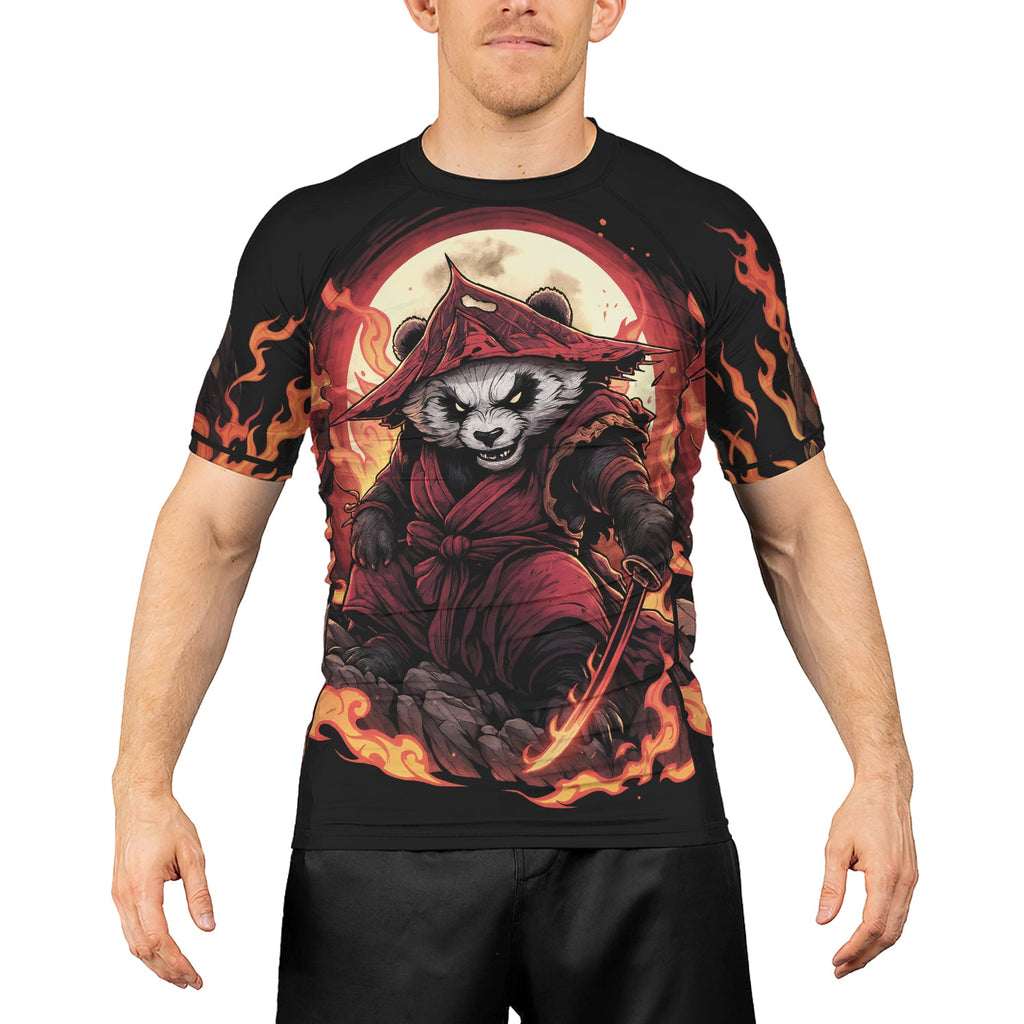Rashninja Panda Samurai Path Men's Short Sleeve Rash Guard