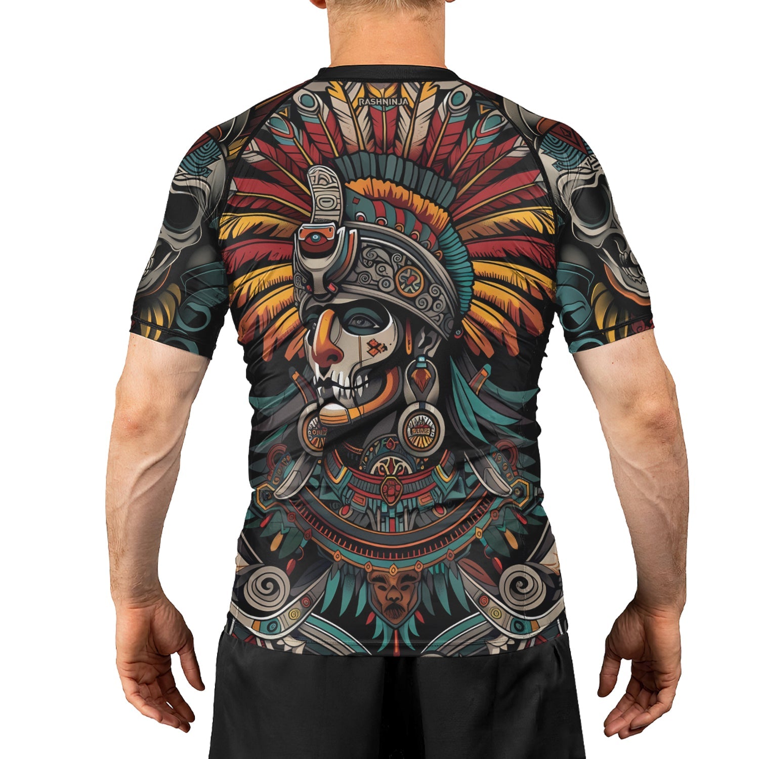 Rashninja Aztec Eagle Crest Men's Short Sleeve Rash Guard