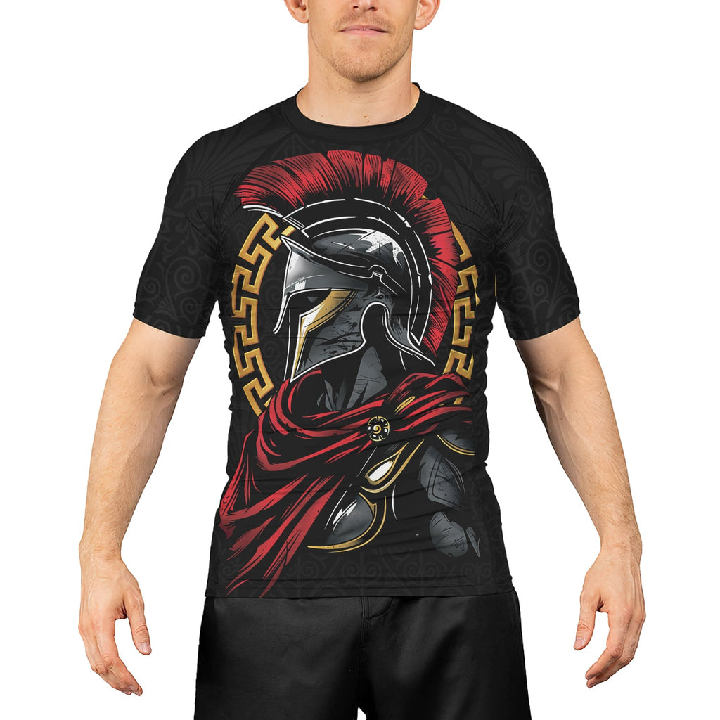 Rashninja Spartan Spear Pattern Men's Short Sleeve Rash Guard