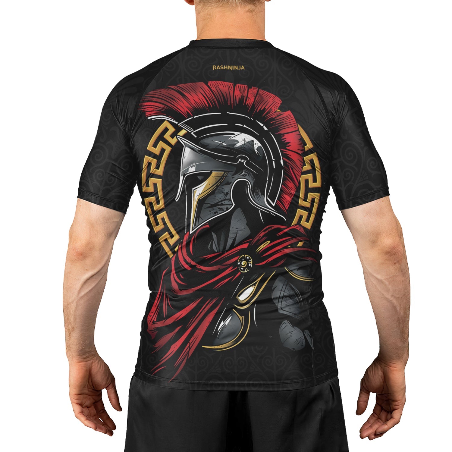 Rashninja Spartan Spear Pattern Men's Short Sleeve Rash Guard