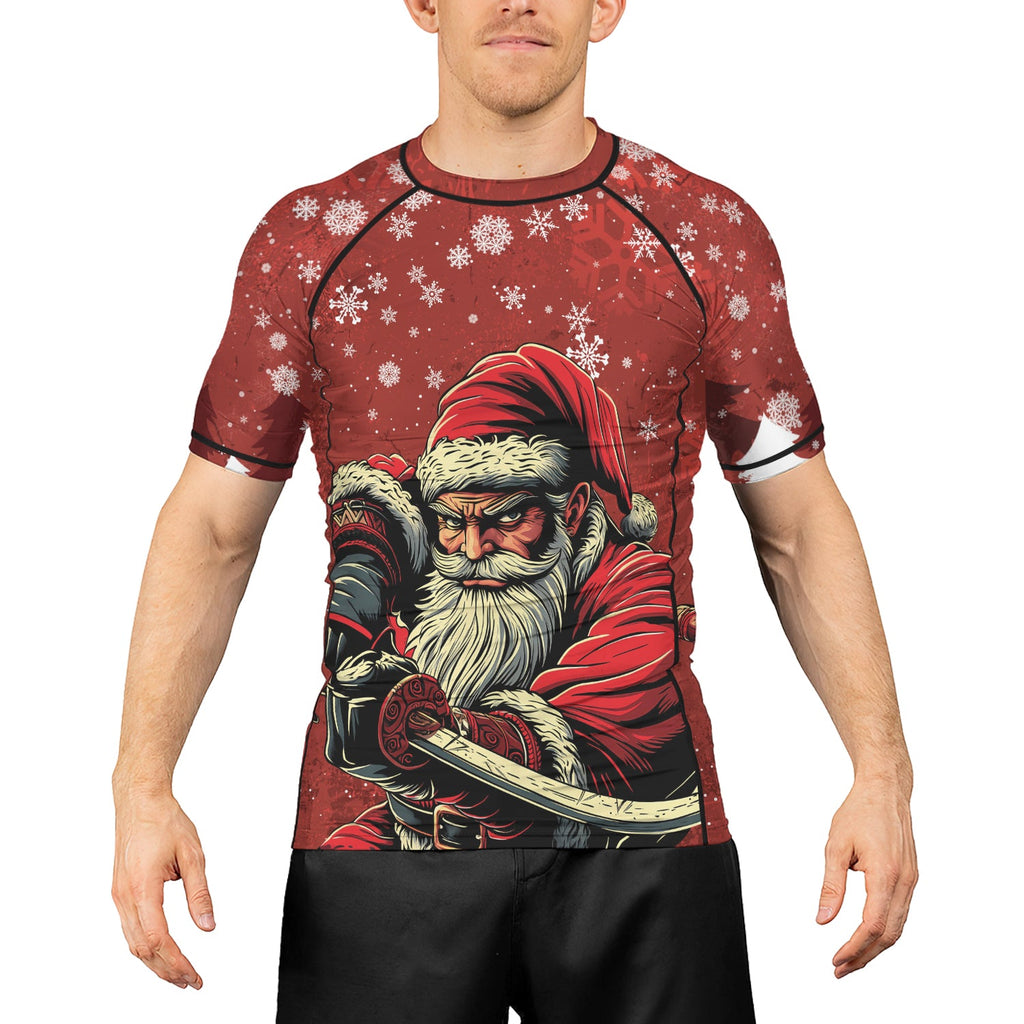 Rashninja Christmas Badass Santa Men's Short Sleeve Rash Guard