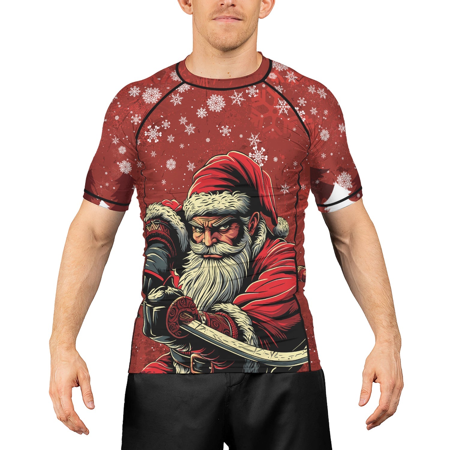 Rashninja Christmas Badass Santa Men's Short Sleeve Rash Guard