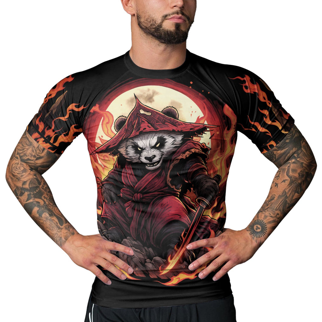 Rashninja Panda Samurai Path Men's Short Sleeve Rash Guard