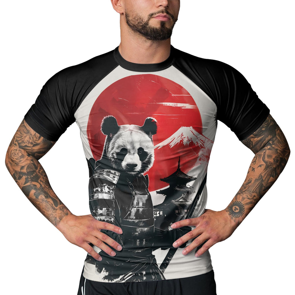 Rashninja Panda Samurai Sunset Men's Short Sleeve Rash Guard