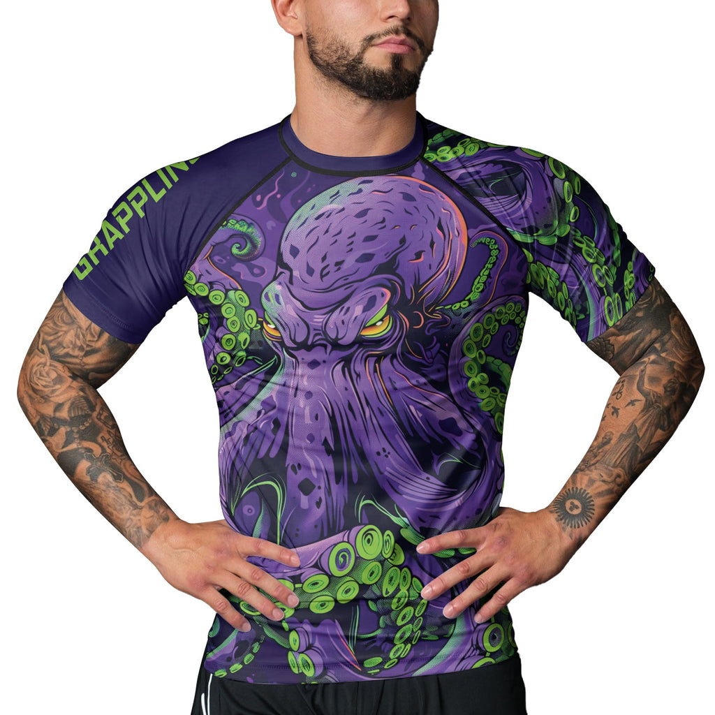Rashninja Octopus Neon Multi Men's Short Sleeve Rash Guard