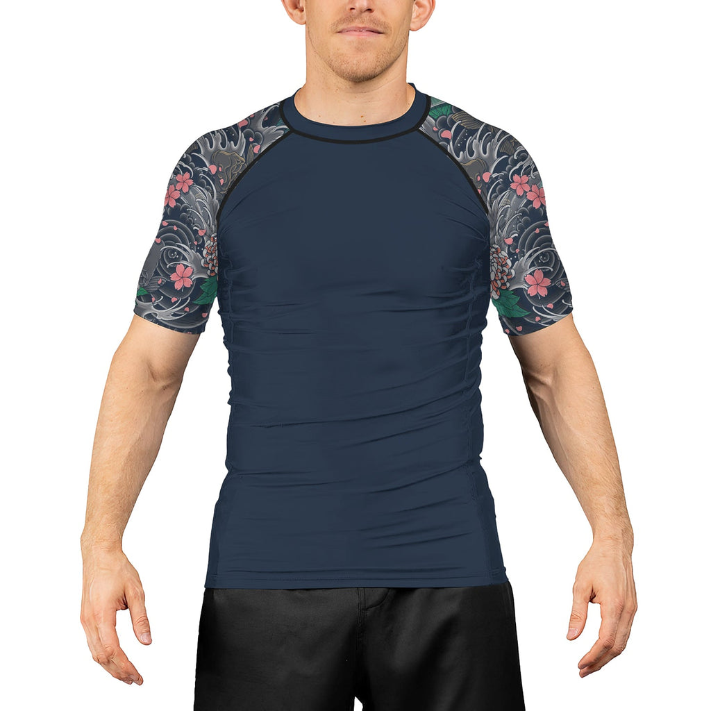Rashninja Koi Blossom Waves Men's Short Sleeve Rash Guard
