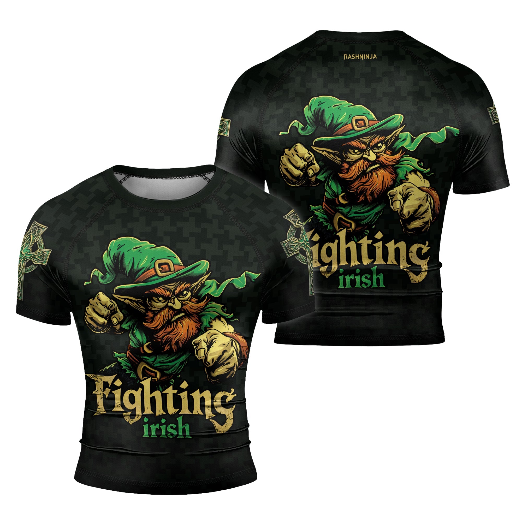 Rashninja Fighting Irish Leprechaun Men's Short Sleeve Rash Guard