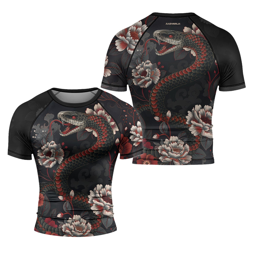 Rashninja Snake Blossom Strike Men's Short Sleeve Rash Guard