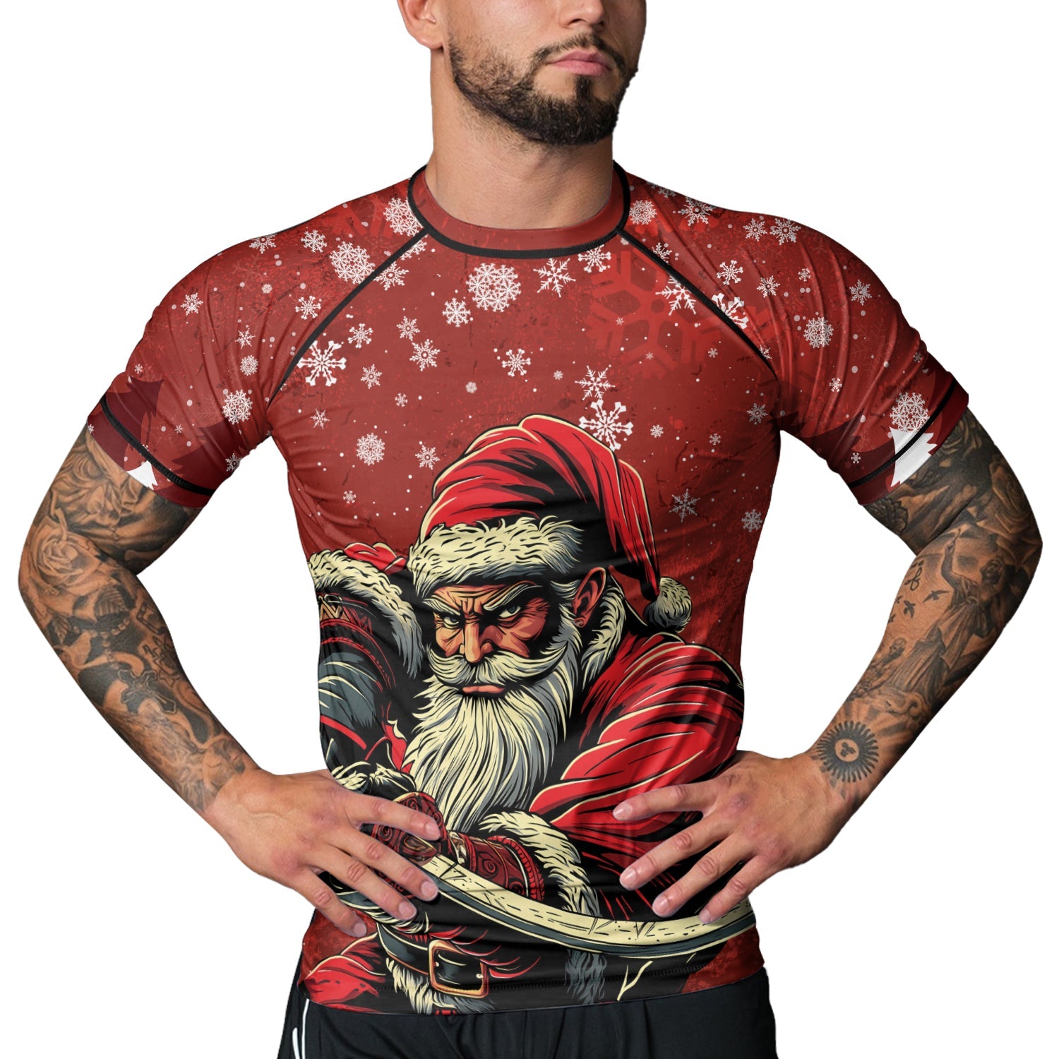 Rashninja Christmas Badass Santa Men's Short Sleeve Rash Guard