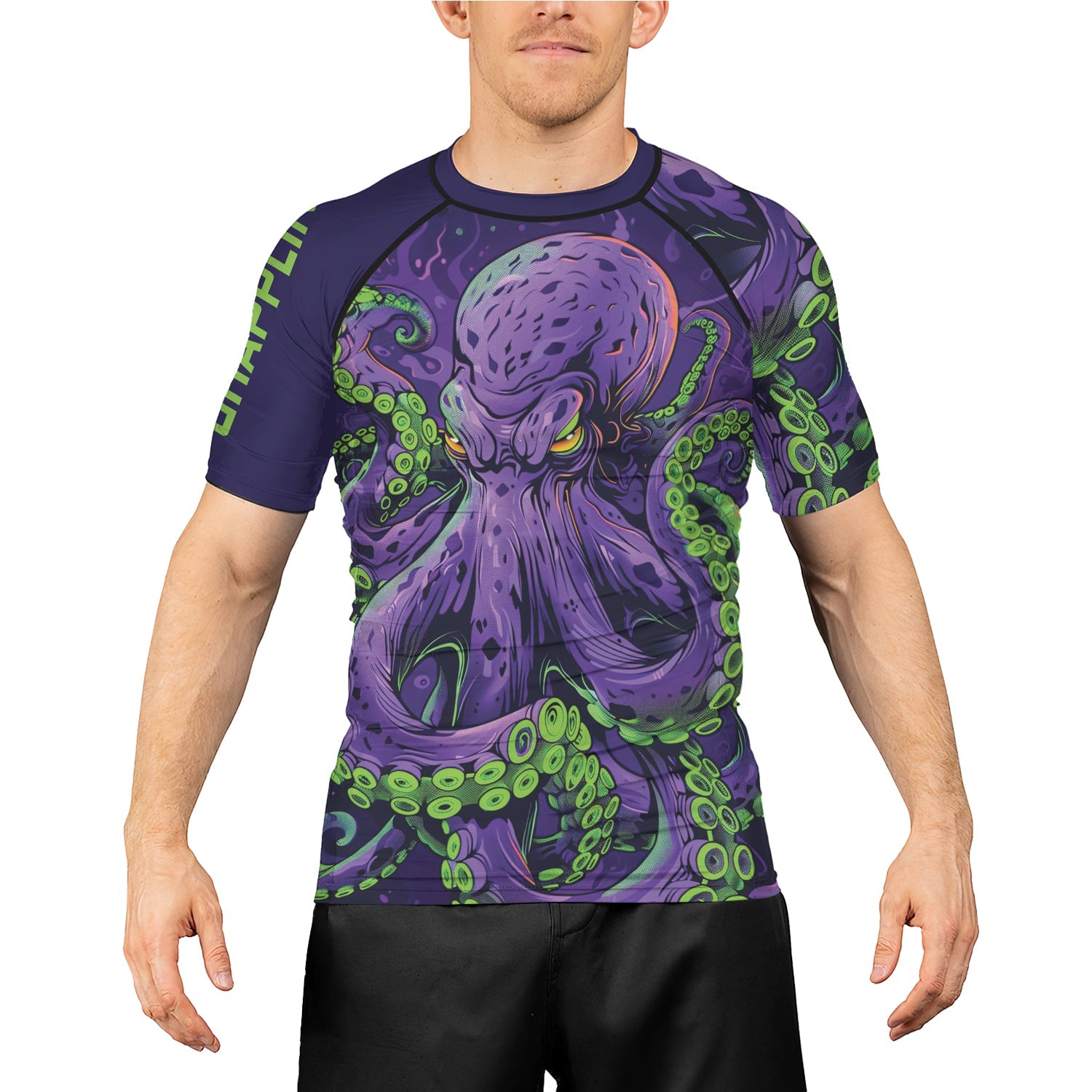 Rashninja Octopus Neon Multi Men's Short Sleeve Rash Guard