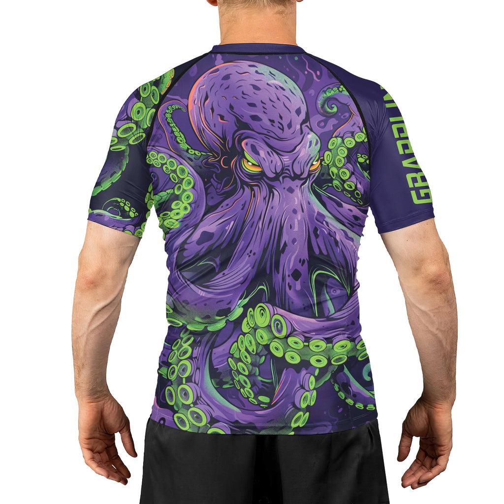 Rashninja Octopus Neon Multi Men's Short Sleeve Rash Guard