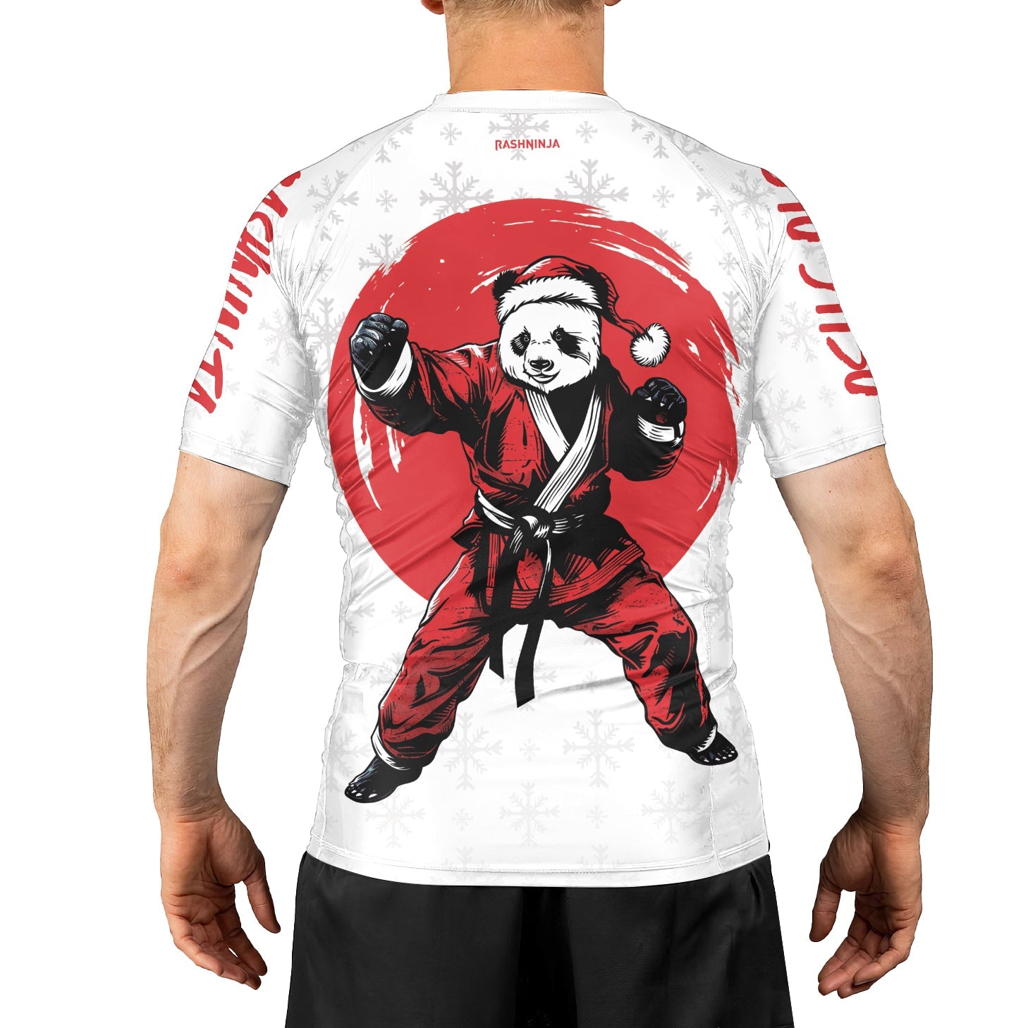Rashninja White Santa Panda Kung Fu Men's Short Sleeve Rash Guard