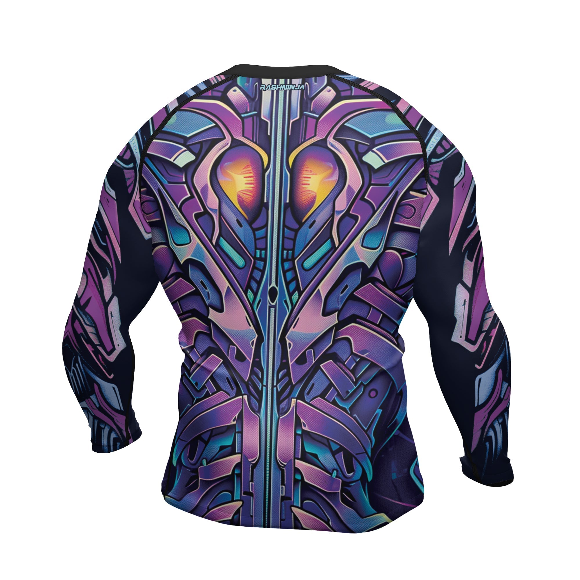 Rashninja Cyber Biomechanic Purple Blue Men's Long Sleeve Rash Guard