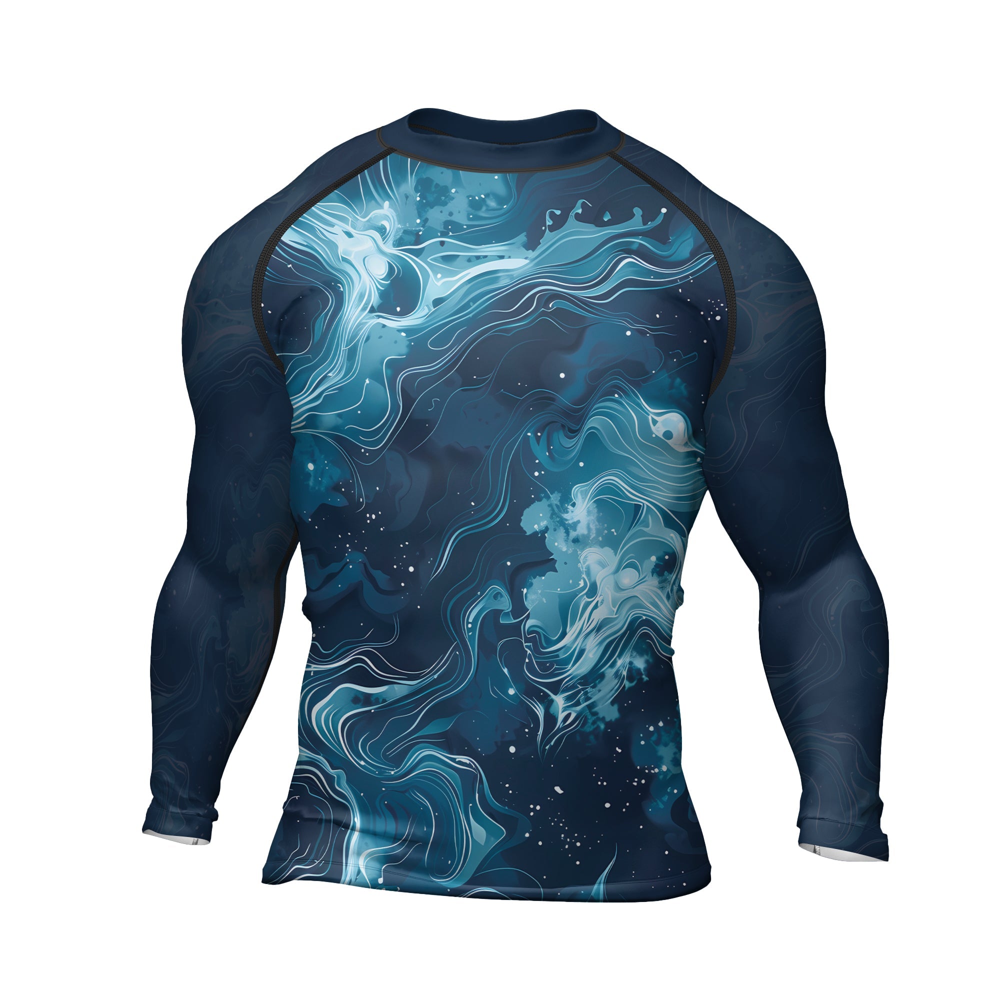 Rashninja Cyber Storm Blue Men's Long Sleeve Rash Guard