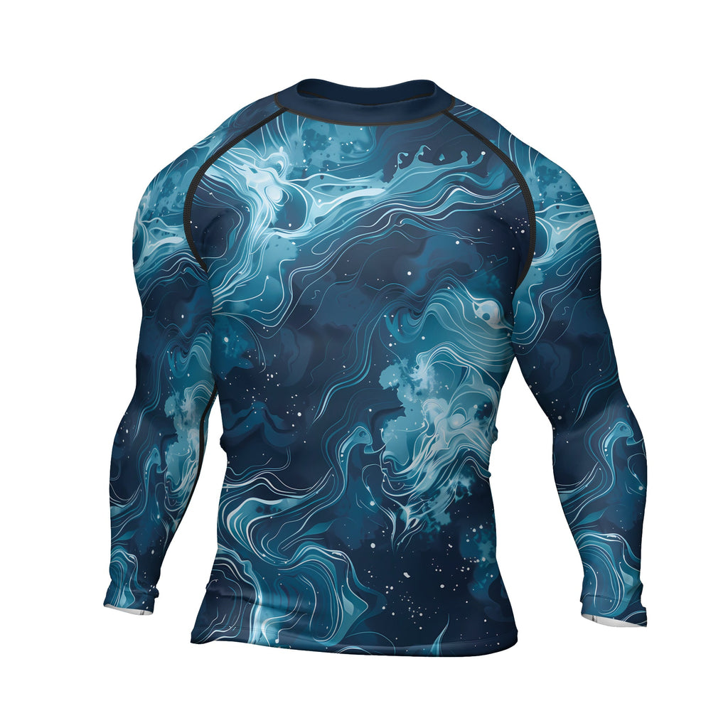 Rashninja Cyber Storm Blue Men's Long Sleeve Rash Guard