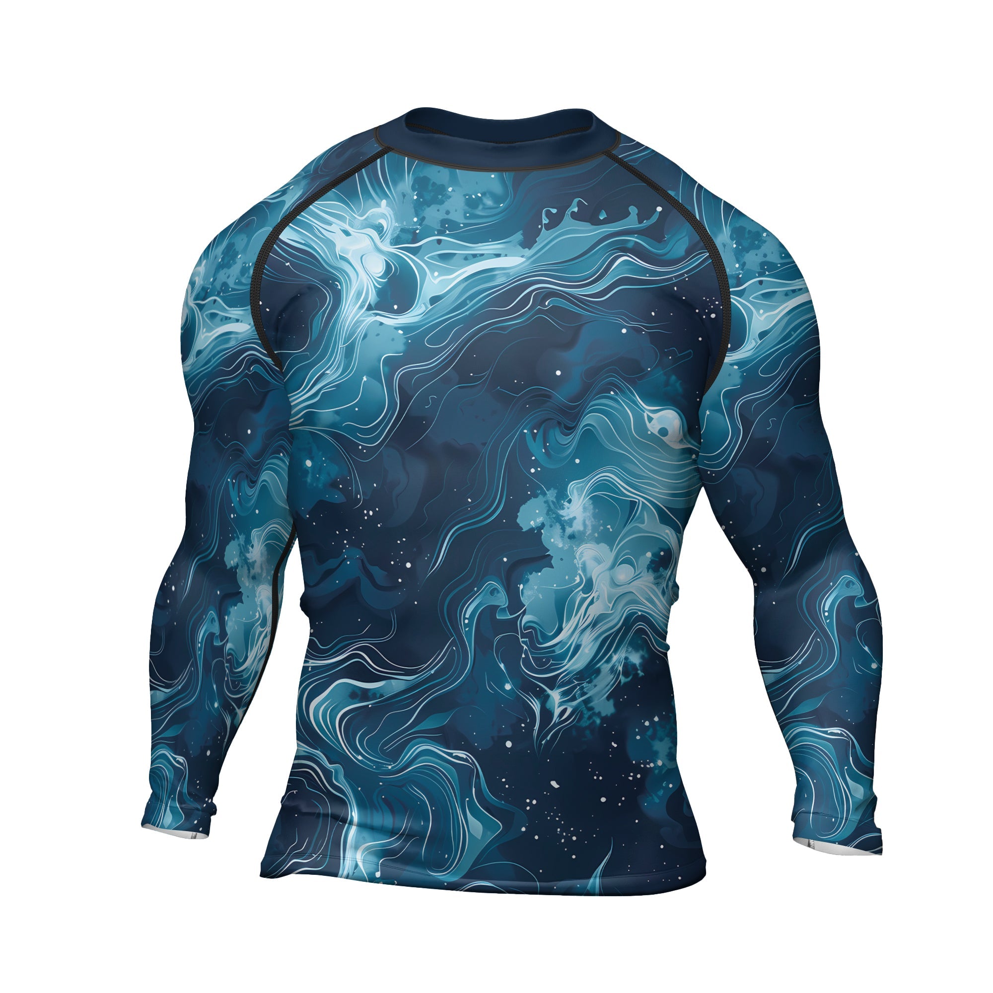 Rashninja Cyber Storm Blue Men's Long Sleeve Rash Guard