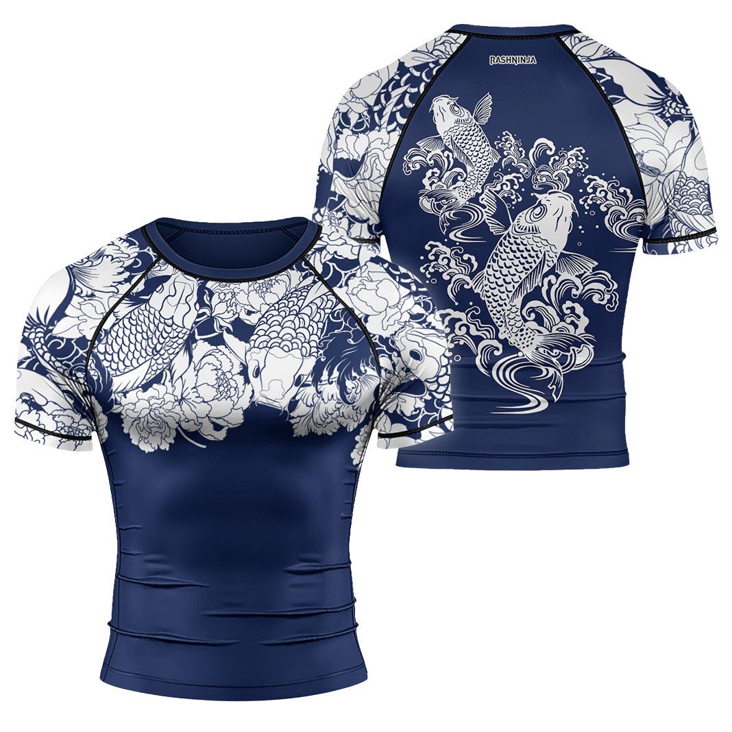 Rashninja Ranked Japanese Koi Fish Men's Short Sleeve Rash Guard
