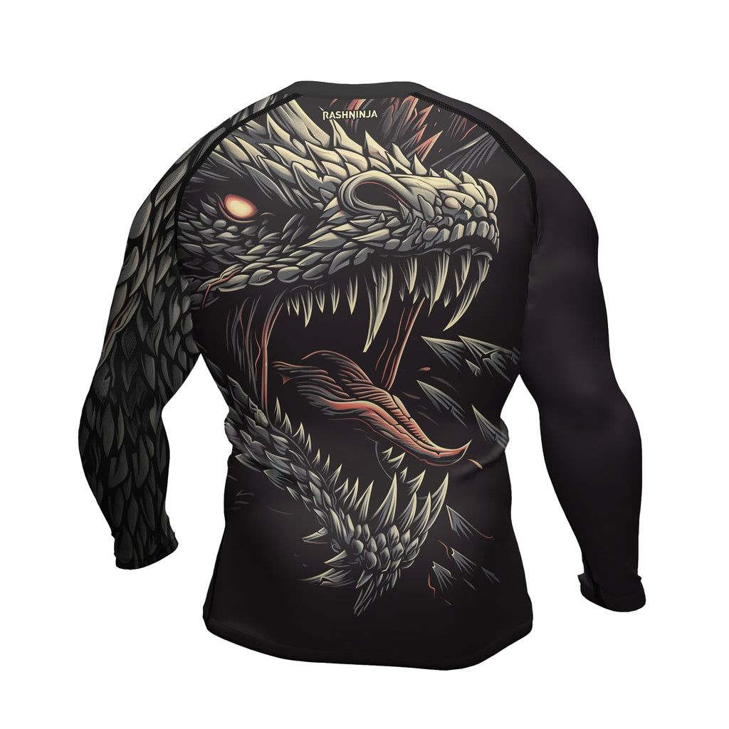 Rashninja Dragon Black White Men's Long Sleeve Rash Guard