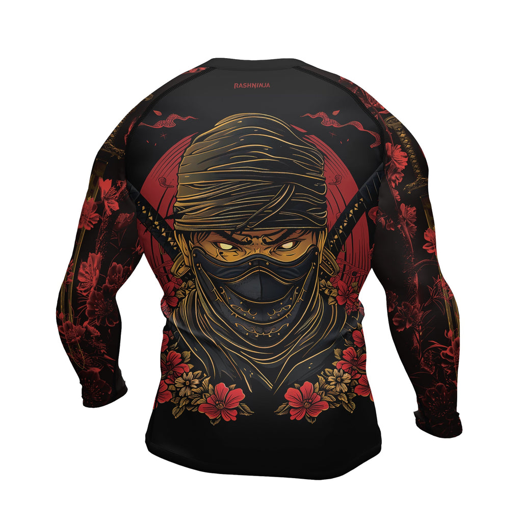 Rashninja Ninja Crimson Blossom Men's Long Sleeve Rash Guard
