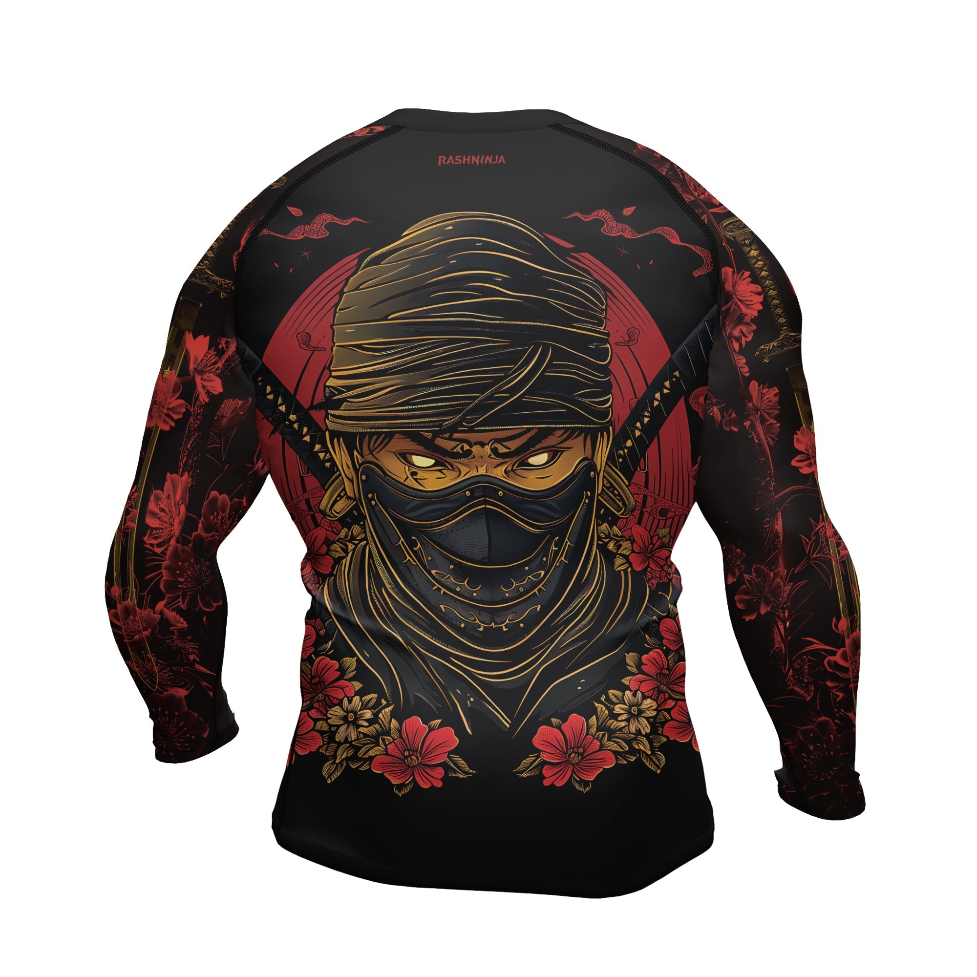 Rashninja Ninja Crimson Blossom Men's Long Sleeve Rash Guard