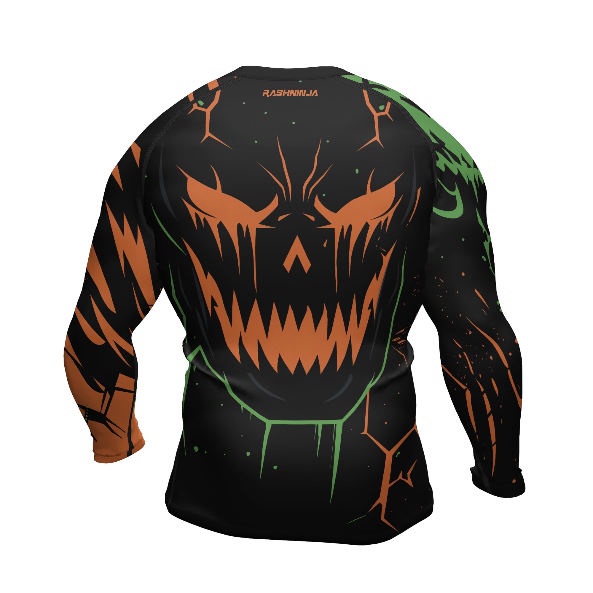 Rashninja Halloween Pumpkin Skull Blaze Men's Long Sleeve Rash Guard