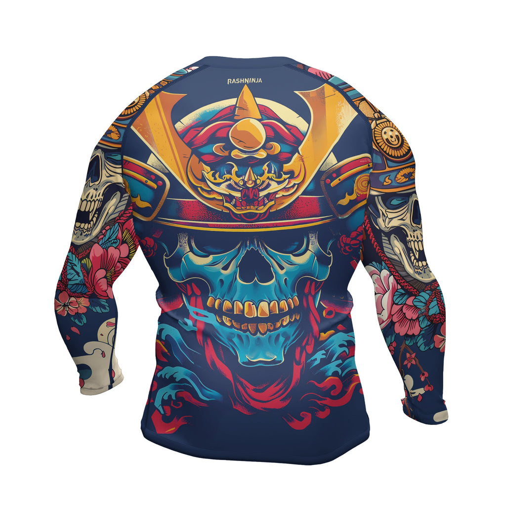 Rashninja Samurai Skull Blossom Men's Long Sleeve Rash Guard