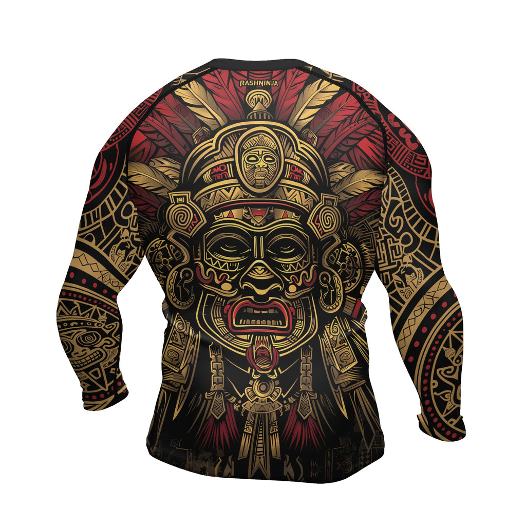 Rashninja Aztec Pyramid Ritual Men's Long Sleeve Rash Guard