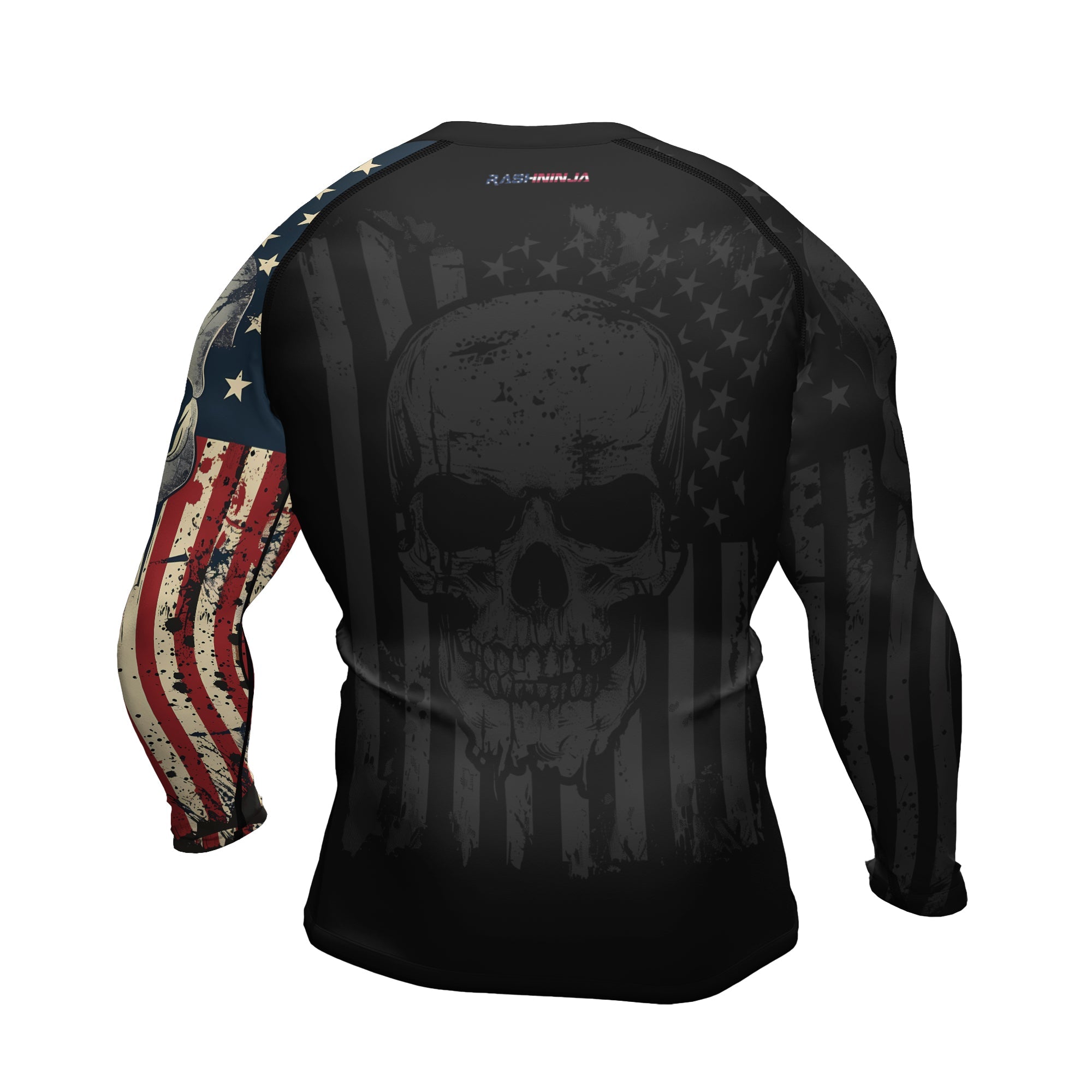 Rashninja Patriotic Skull Men's Long Sleeve Rash Guard