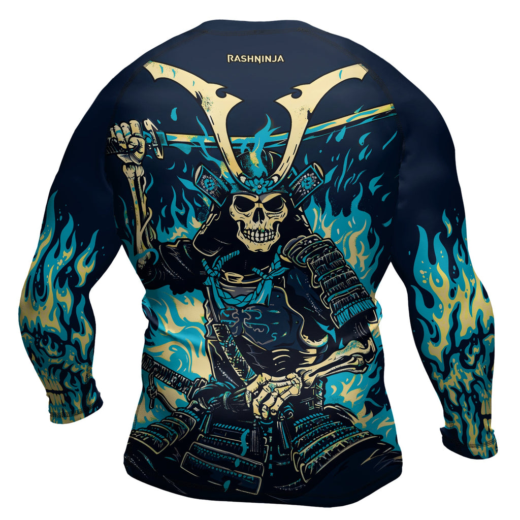 Rashninja Samurai Skull Inferno Men's Long Sleeve Rash Guard