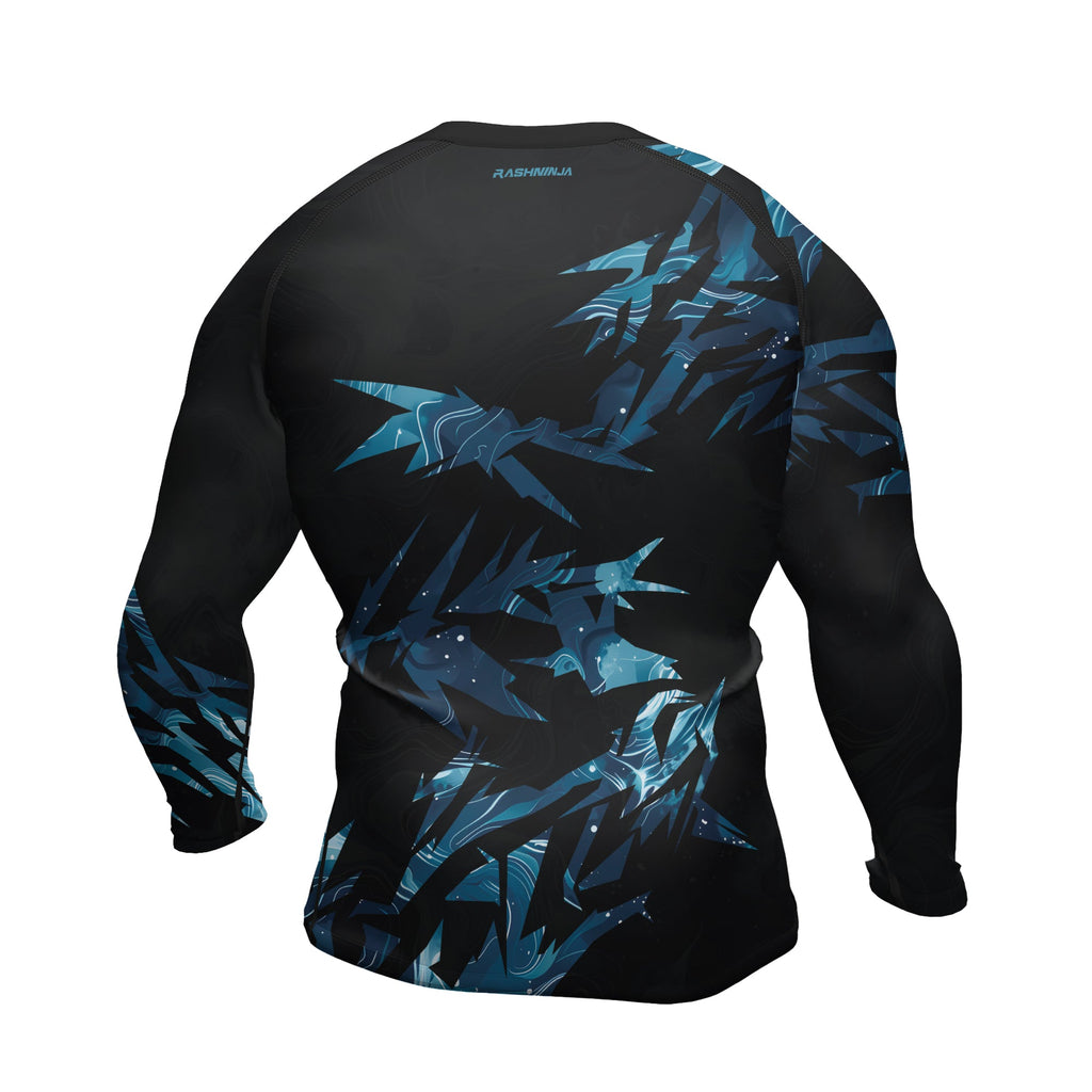 Rashninja Cyber Storm Blue Men's Long Sleeve Rash Guard