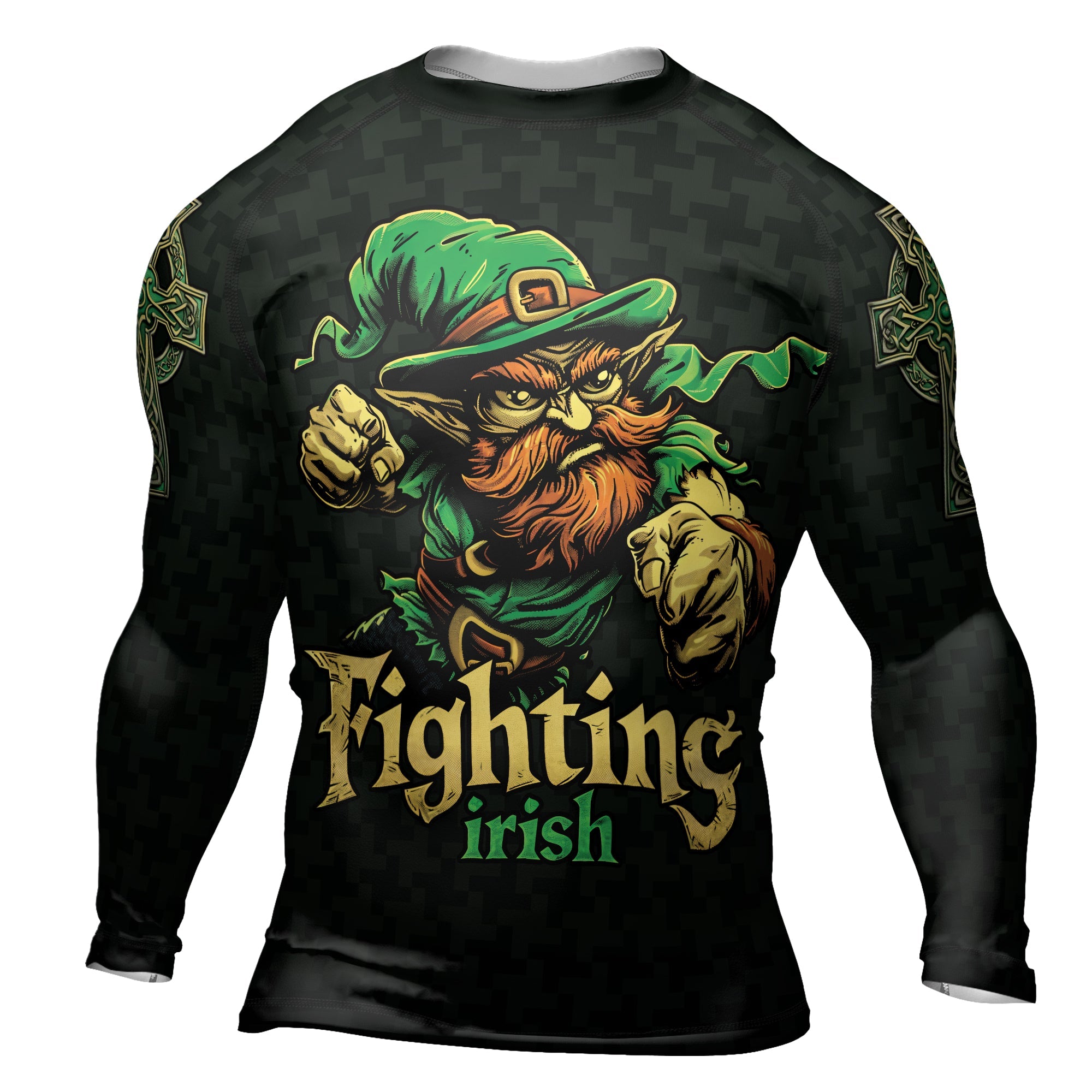 Rashninja Fighting Irish Leprechaun Men's Long Sleeve Rash Guard