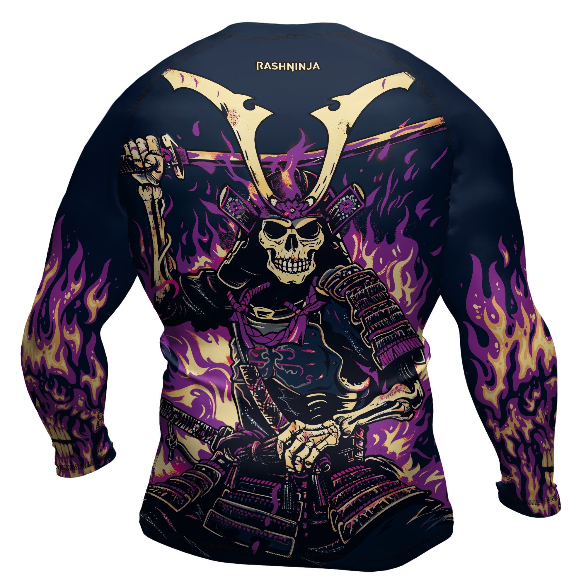 Rashninja Samurai Skull Inferno Men's Long Sleeve Rash Guard