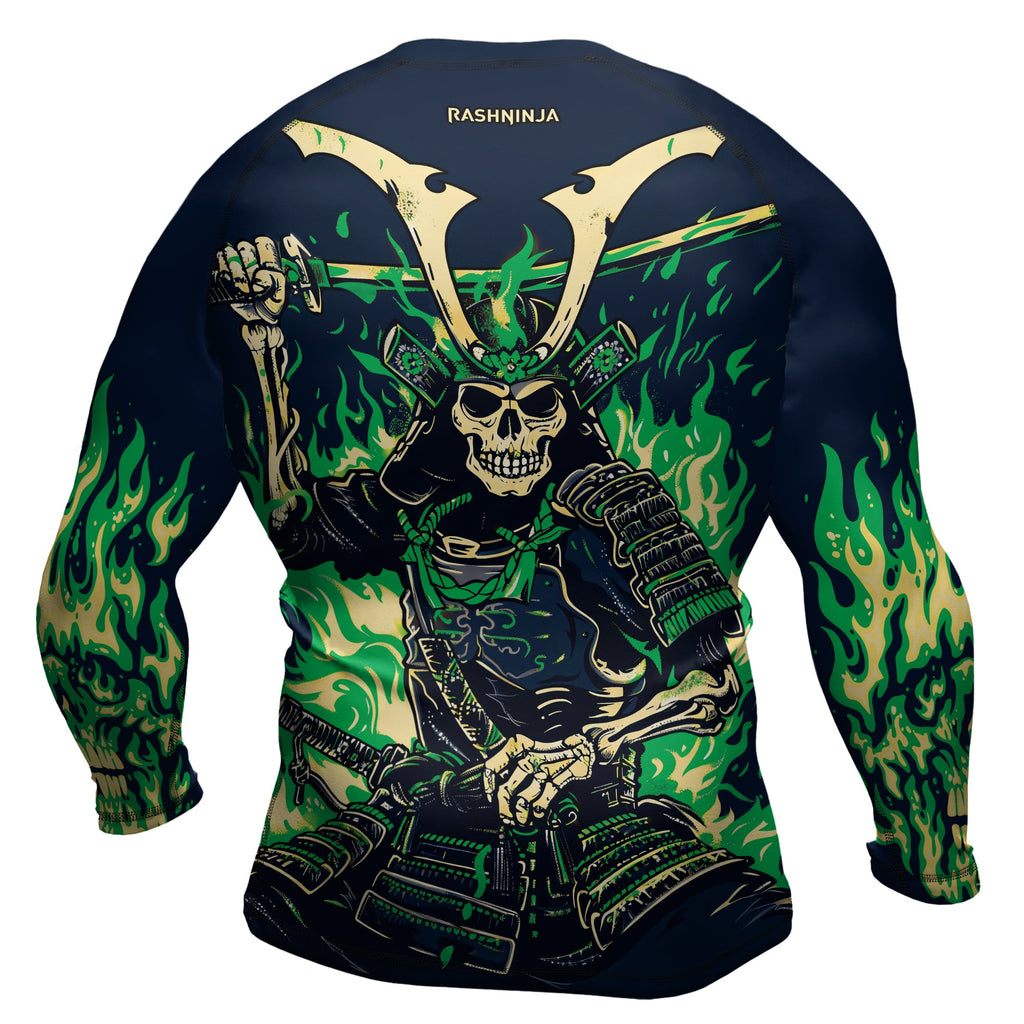 Rashninja Samurai Skull Inferno Men's Long Sleeve Rash Guard