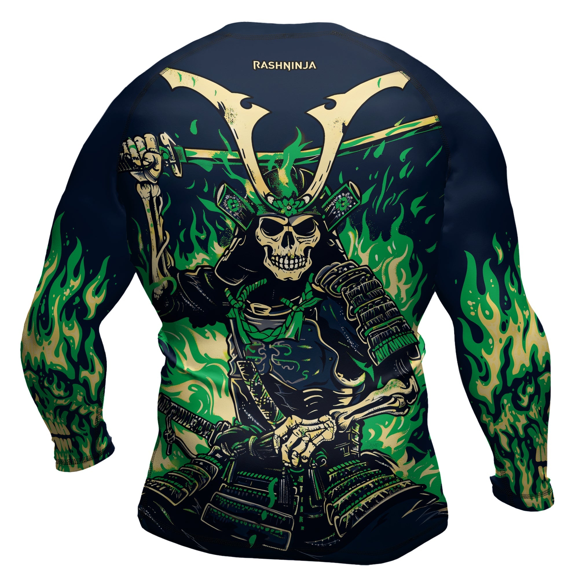 Rashninja Samurai Skull Inferno Men's Long Sleeve Rash Guard