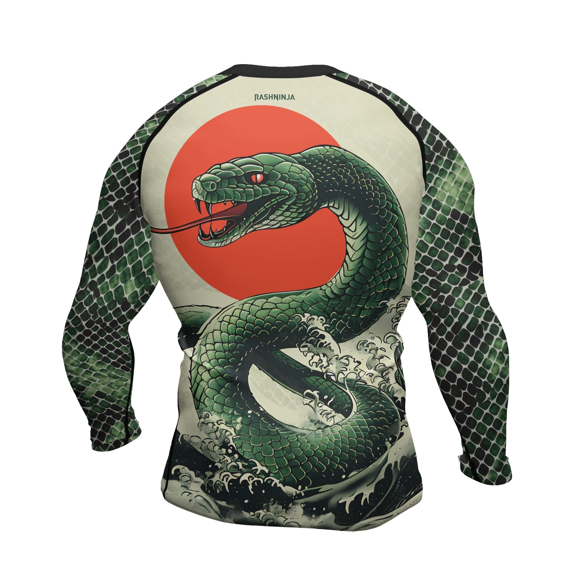Rashninja Snake Rising Sun Men's Long Sleeve Rash Guard