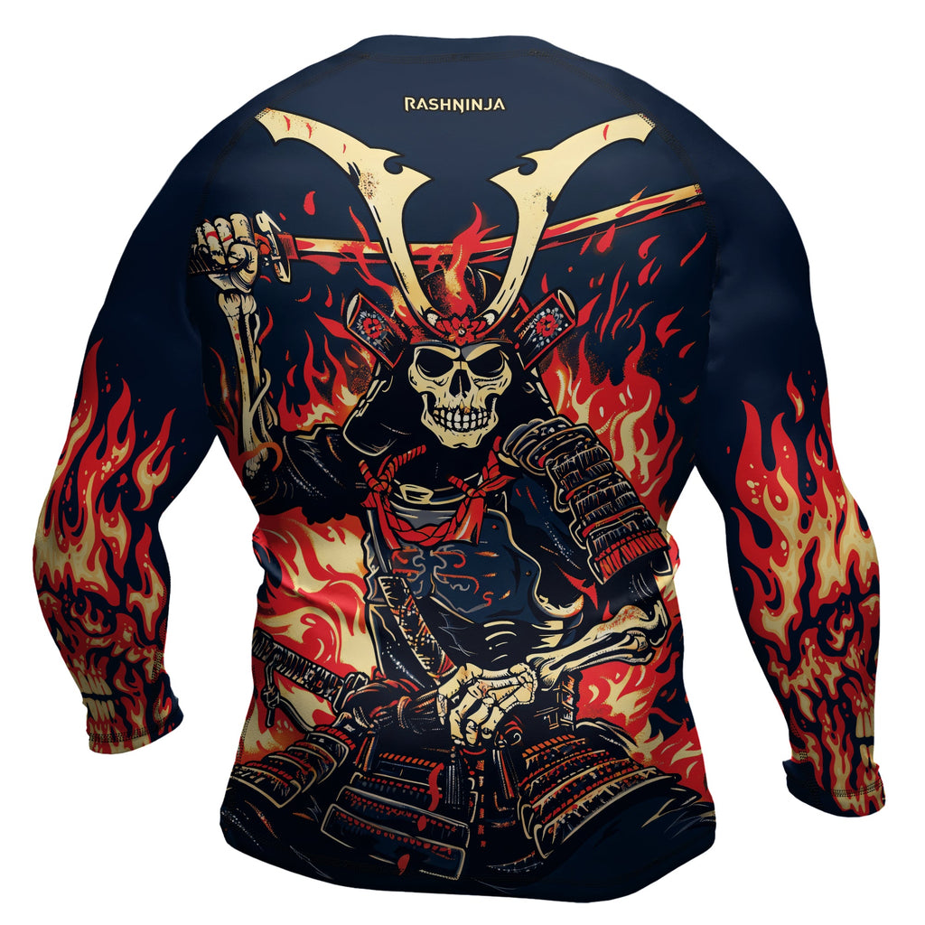 Rashninja Samurai Skull Inferno Men's Long Sleeve Rash Guard
