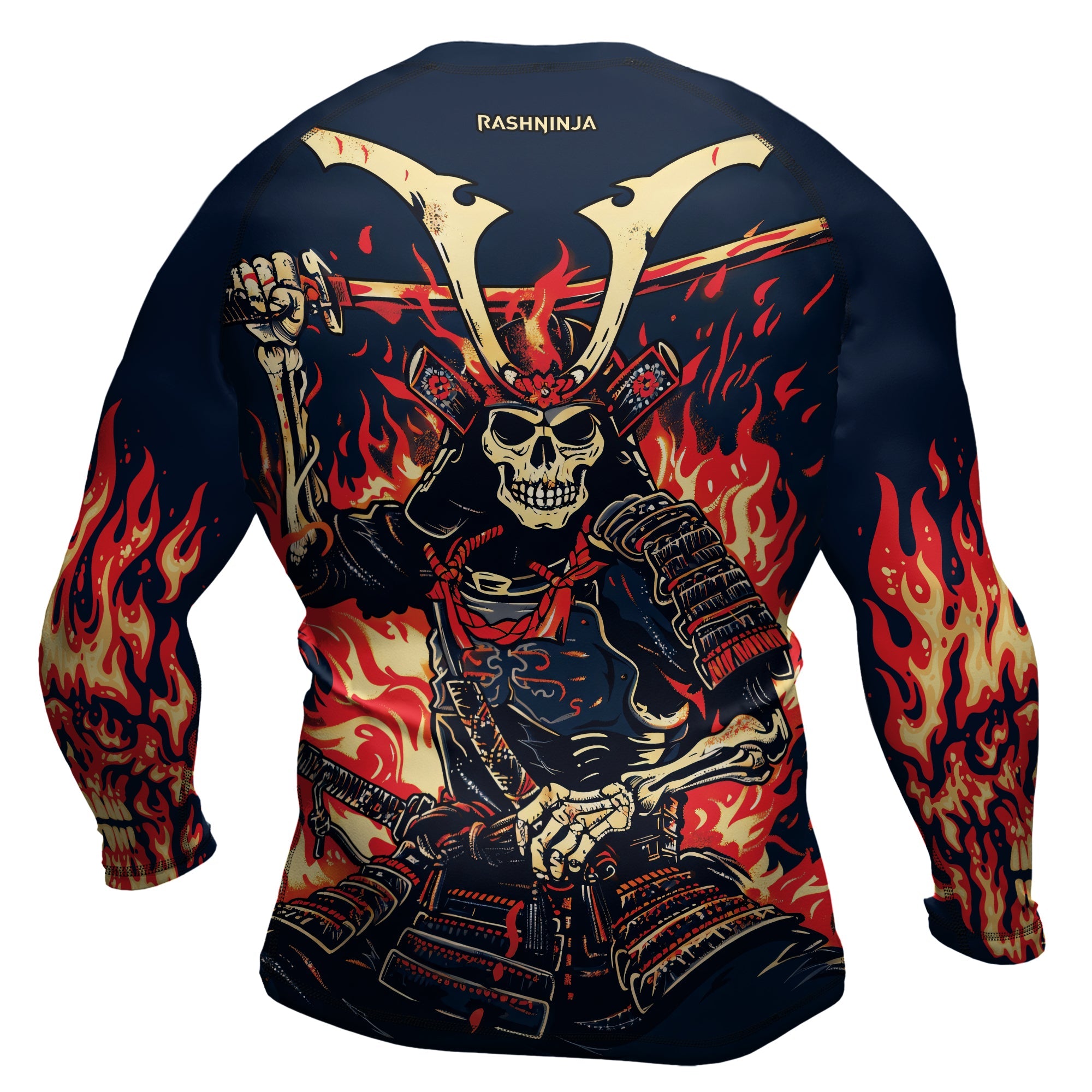 Rashninja Samurai Skull Inferno Men's Long Sleeve Rash Guard
