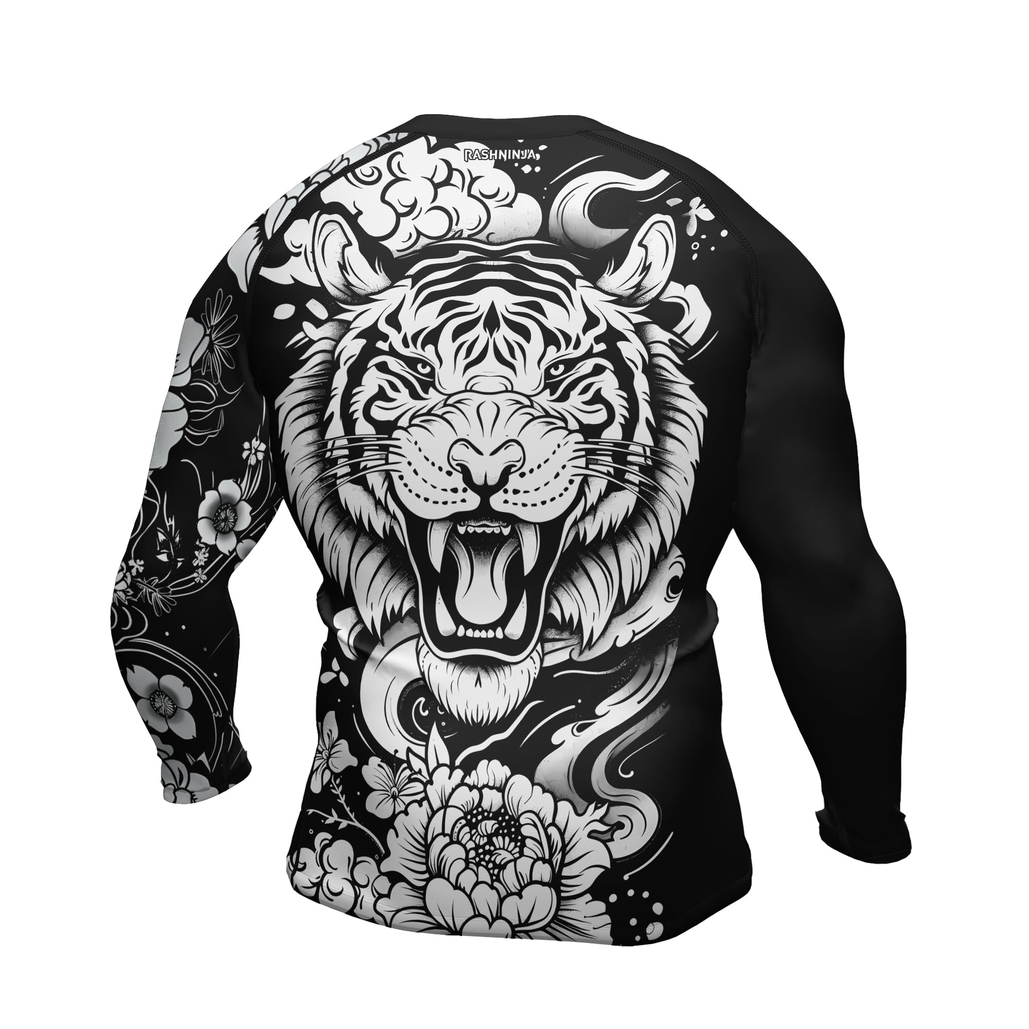 Rashninja Tiger Black White Men's Long Sleeve Rash Guard