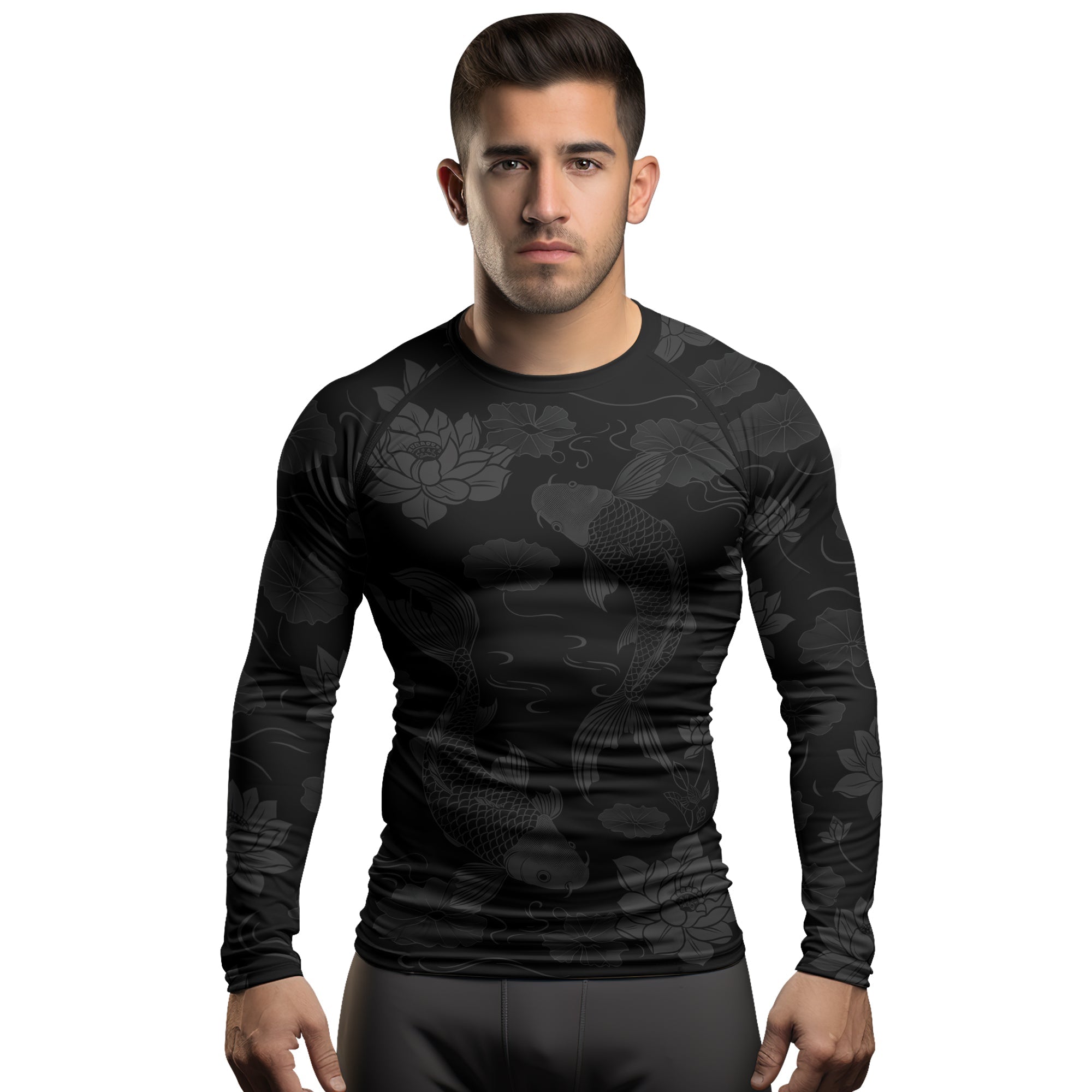 Rashninja Samurai Koi Serenity Men's Long Sleeve Rash Guard