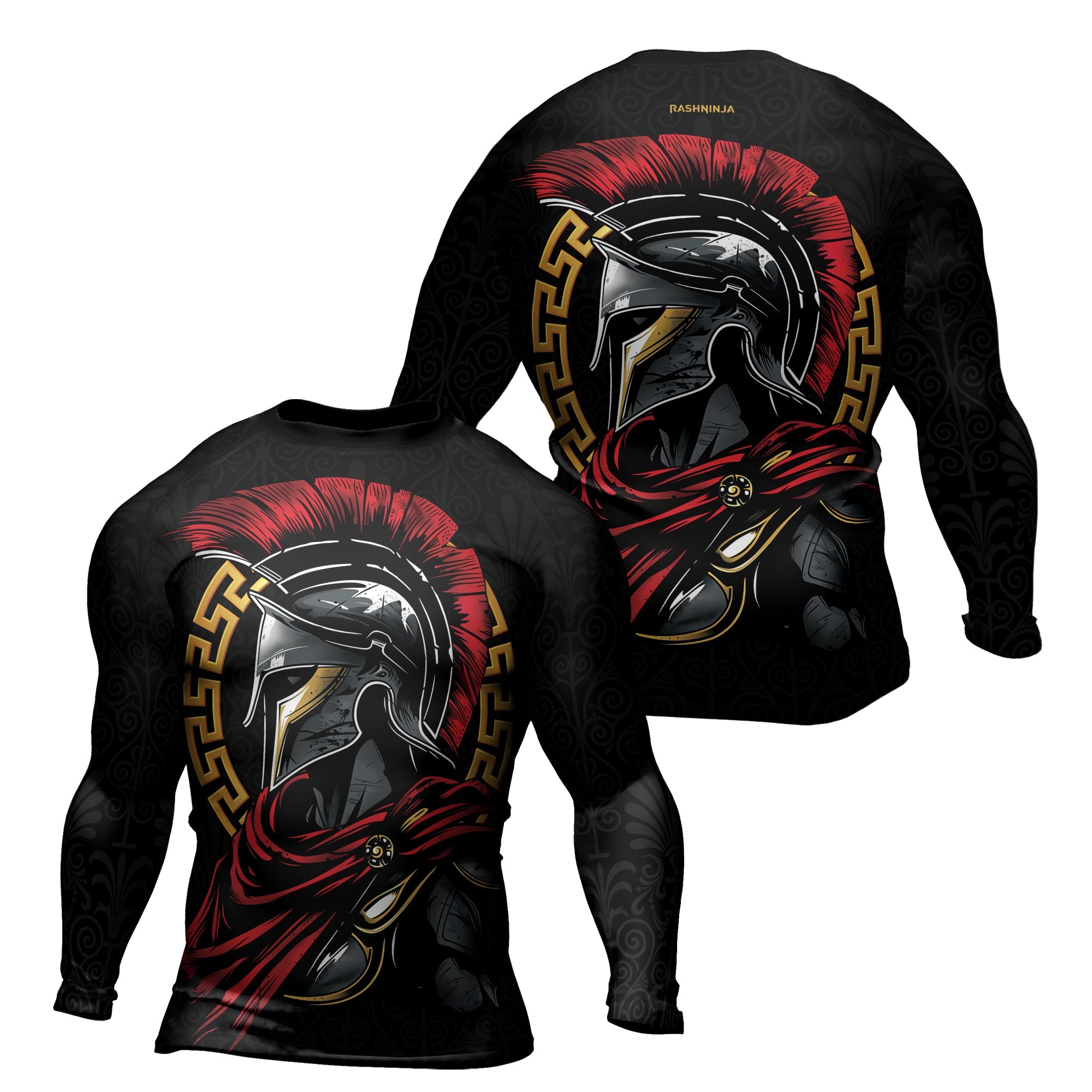 Rashninja Spartan Spear Pattern Men's Long Sleeve Rash Guard