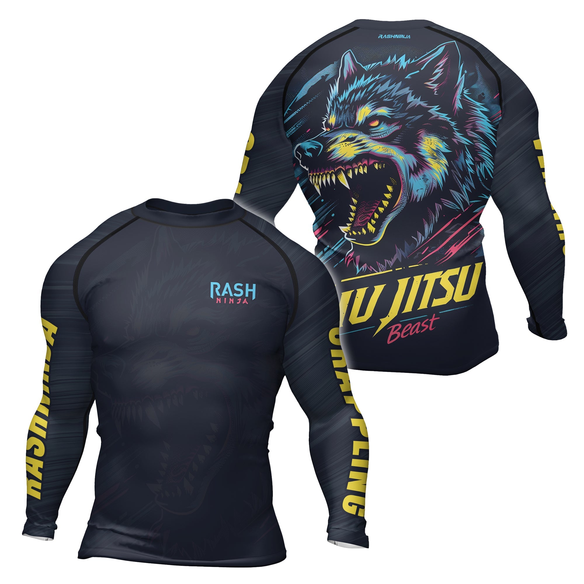 Rashninja Wolf Forest Guardian Men's Long Sleeve Rash Guard
