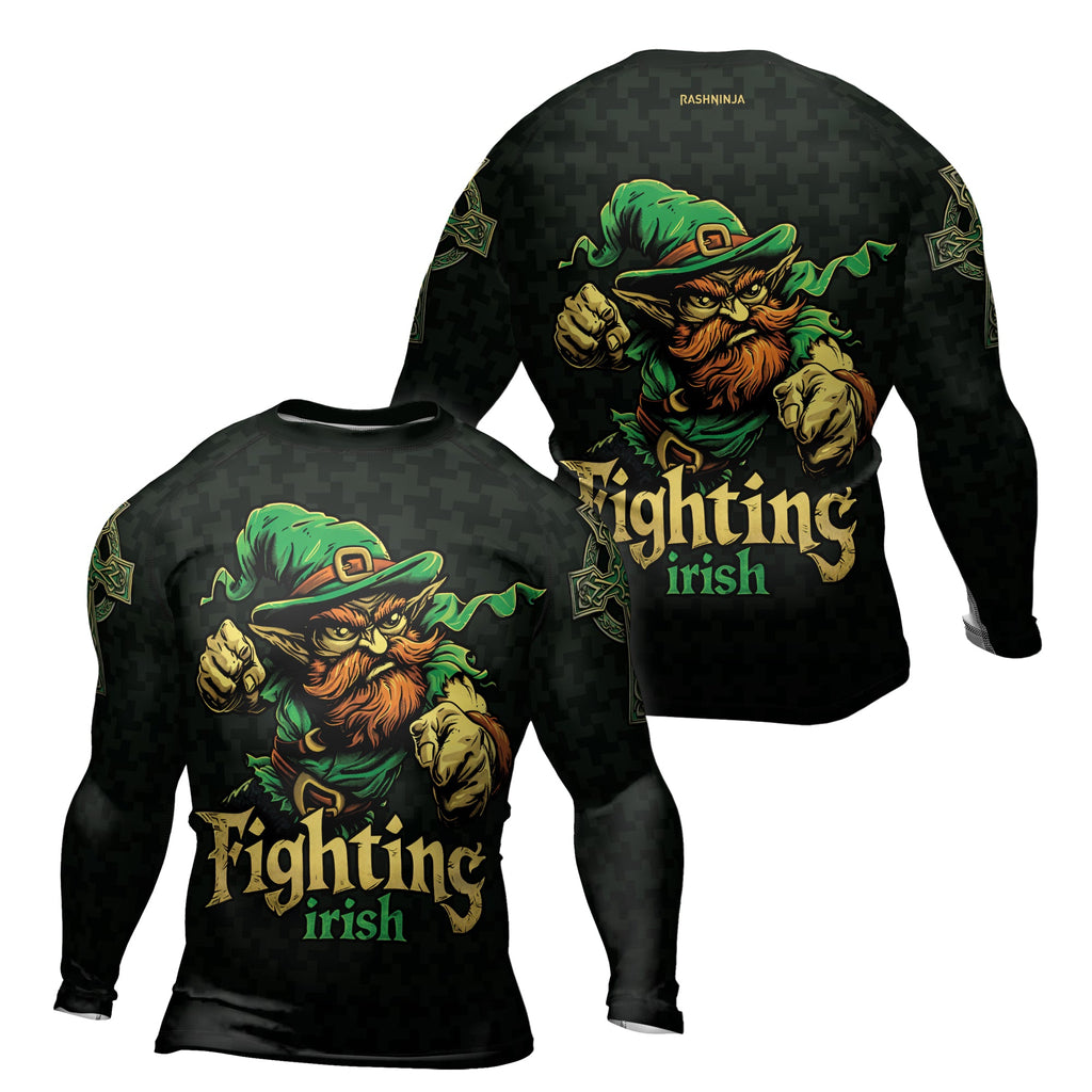 Rashninja Fighting Irish Leprechaun Men's Long Sleeve Rash Guard
