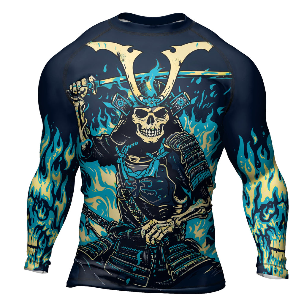 Rashninja Samurai Skull Inferno Men's Long Sleeve Rash Guard
