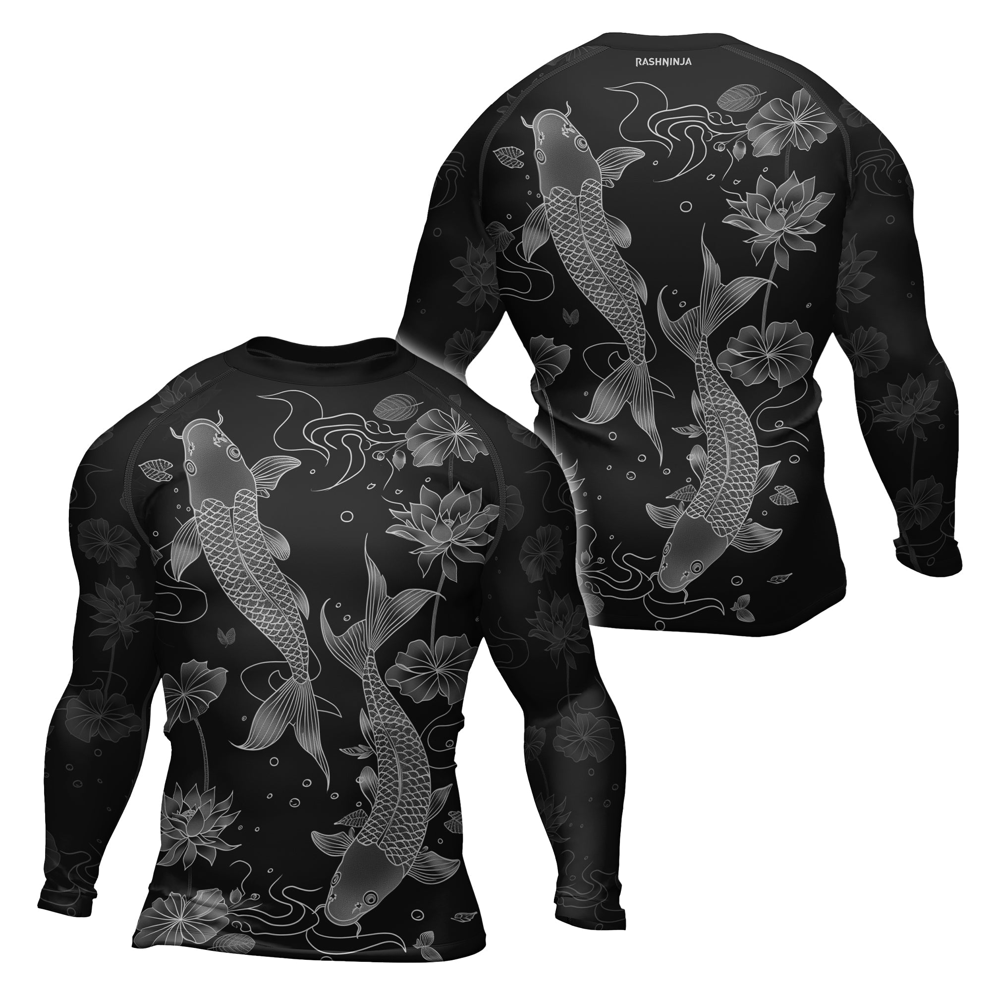 Rashninja Koi Lotus Flow Men's Long Sleeve Rash Guard