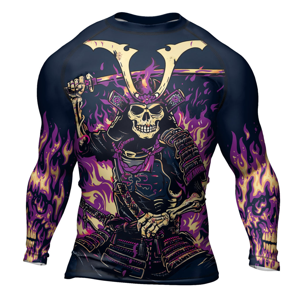 Rashninja Samurai Skull Inferno Men's Long Sleeve Rash Guard