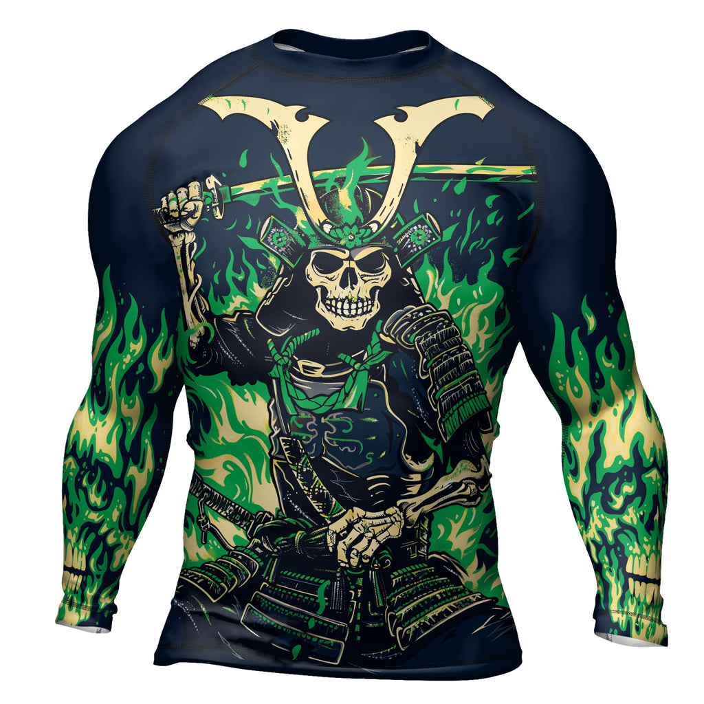 Rashninja Samurai Skull Inferno Men's Long Sleeve Rash Guard