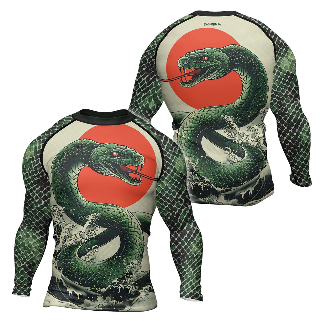 Rashninja Snake Rising Sun Men's Long Sleeve Rash Guard