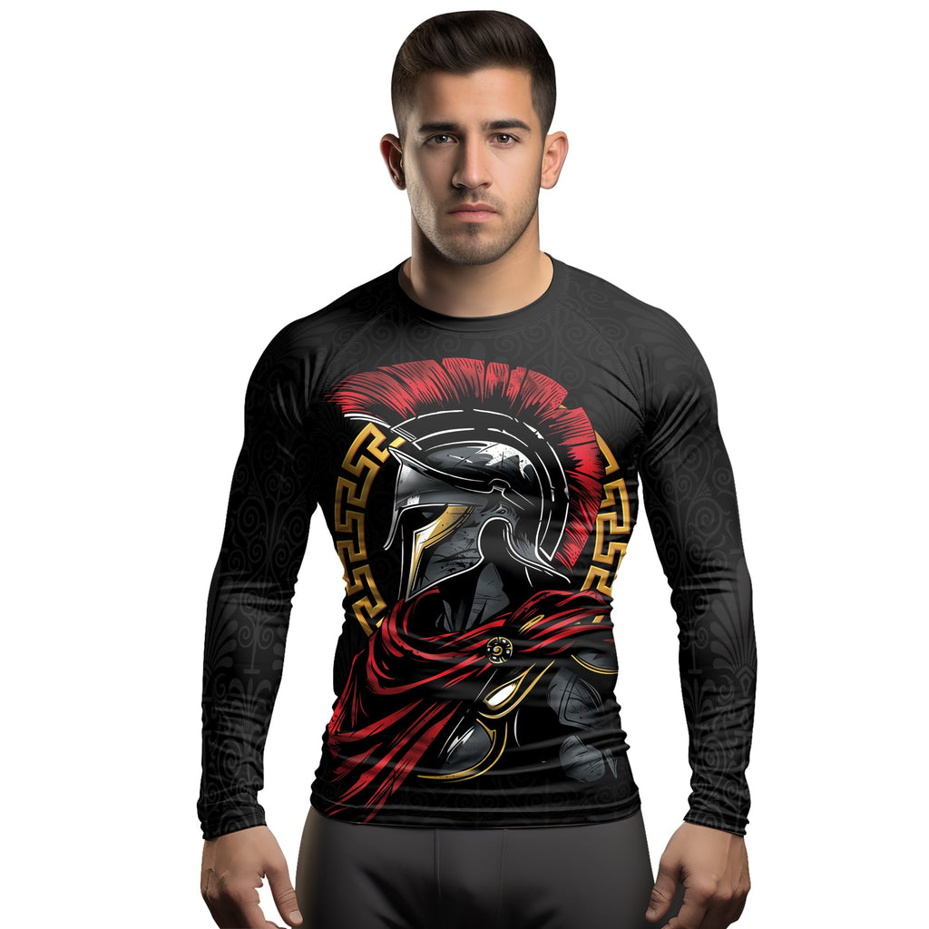 Rashninja Spartan Spear Pattern Men's Long Sleeve Rash Guard