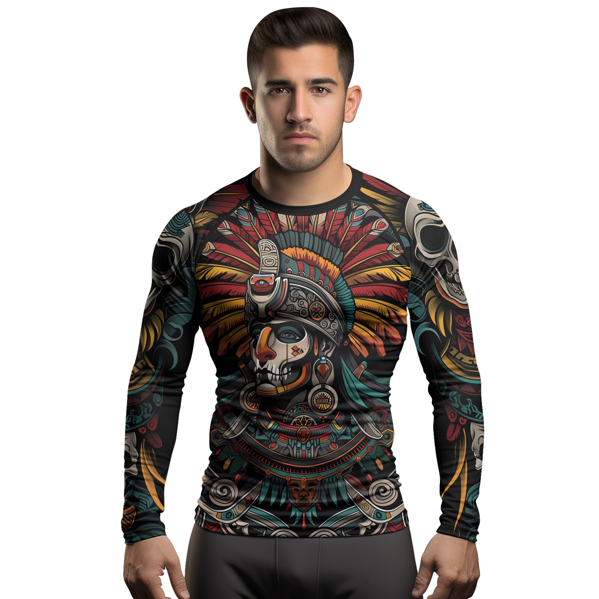 Rashninja Aztec Eagle Crest Men's Long Sleeve Rash Guard